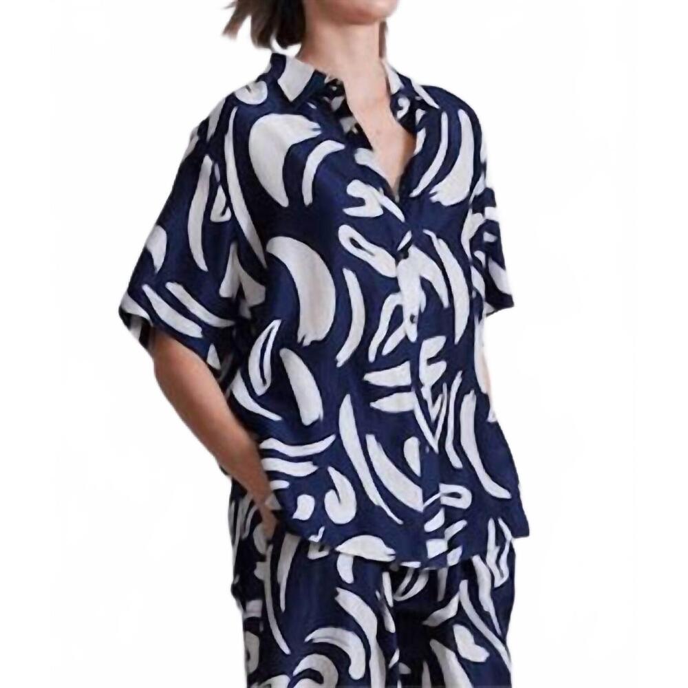 NEW APIECE APART albers button down top in navy - Picture 3 of 7